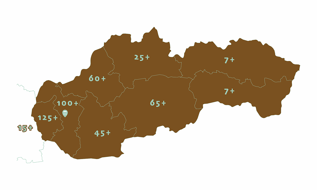 Mapa realizácií náučných tabúľ NT SK – Slovensko