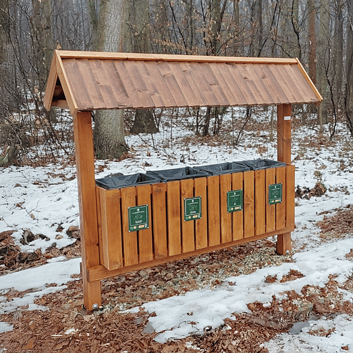 Drevené koše so strieškou - triedenie