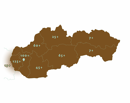 Mapa realizácií náučných tabúľ NT SK – Slovensko